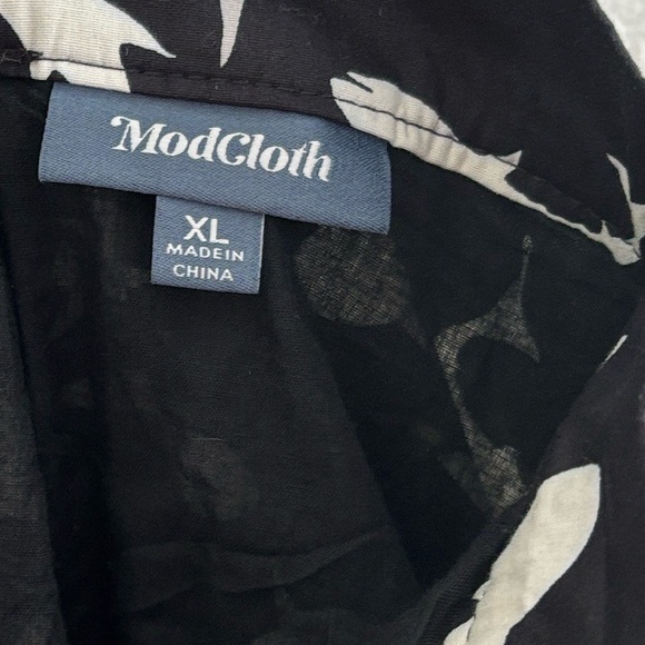 ModCloth Cotton Black Cream Shark Print Knee Length Skirt XL Pockets Retro - Picture 7 of 11